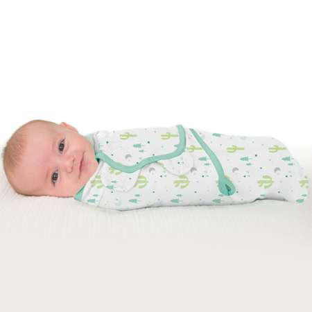 Конверт Summer Infant SwaddleMe Кактусы на липучке S/M Белый