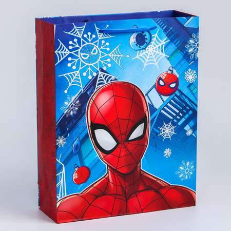 Пакет MARVEL ламинат вертикальный «С Новым годом!» 31х40х11 см. Человек паук