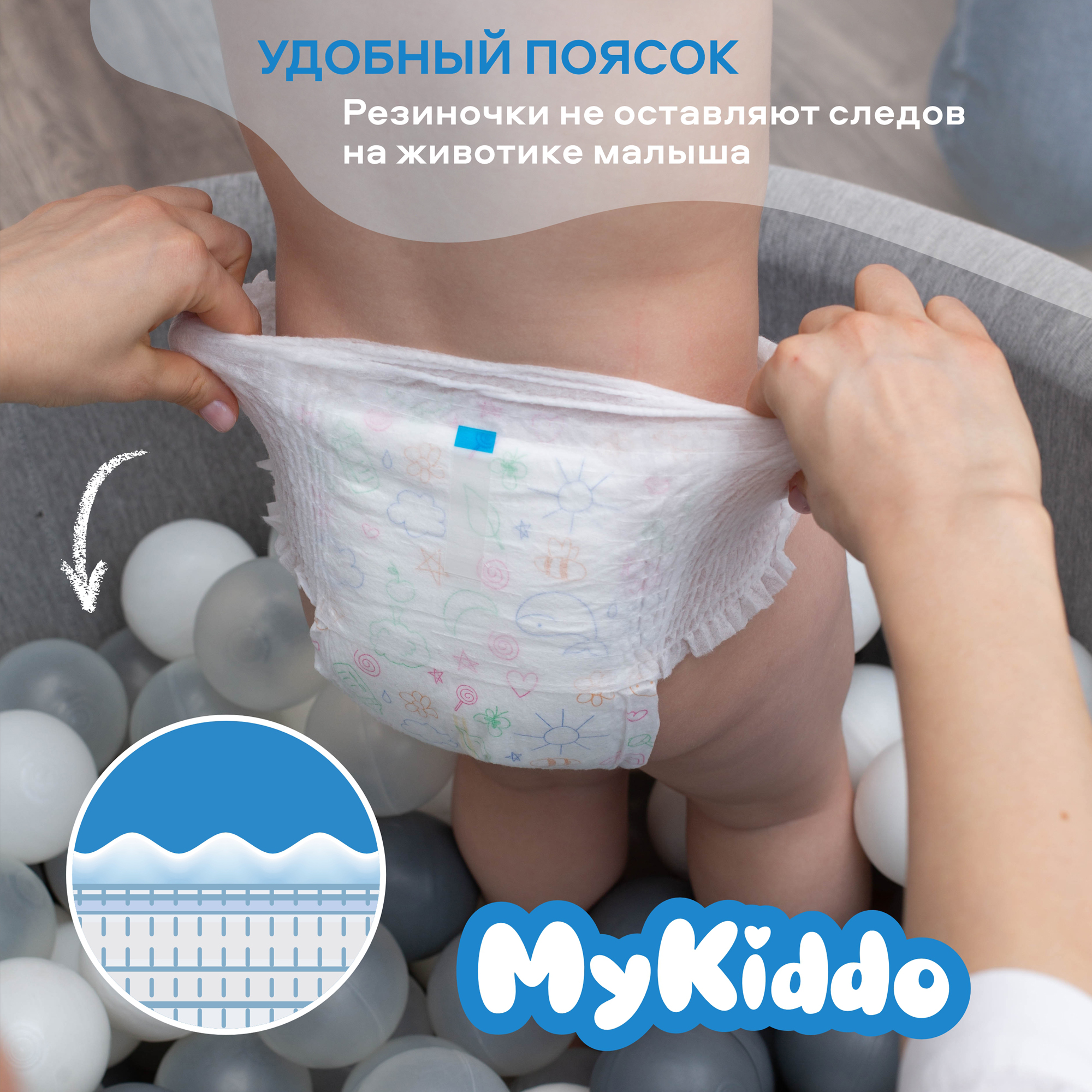 Подгузники-трусики MyKiddo M 6-10 кг 3 упаковки по 38 штук - фото 13