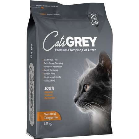 Наполнитель для кошек Cats Grey комкующийся с ароматом ванили и танжерина 10кг