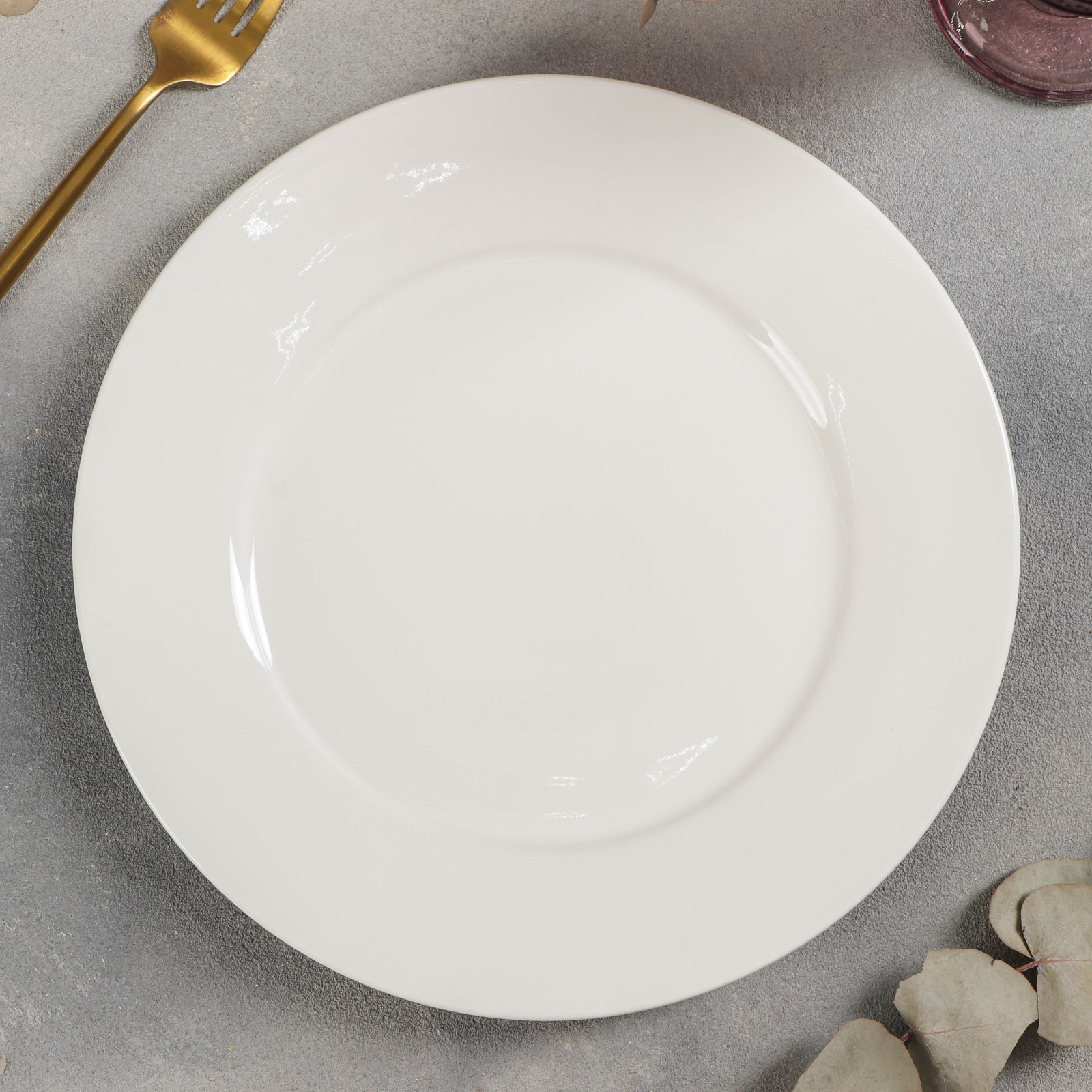 Тарелка Sima-Land фарфоровая обеденная с утолщённым краем White Label d=25 см цвет белый - фото 1