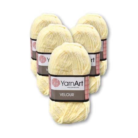 Пряжа для вязания YarnArt Velour 100 г 170 м микрополиэстер мягкая велюровая 5 мотков 844 лимонный