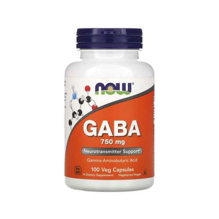 Гамма аминомасляная кислота Now GABA 750мг 100 капсул для мозга сна нервной системы