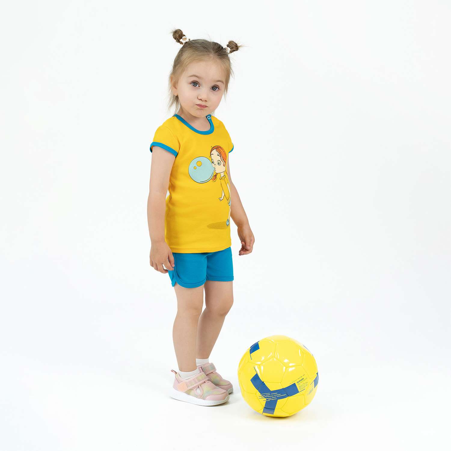 Футболка и шорты Утенок 7059п желтый бирюза девочка - фото 2