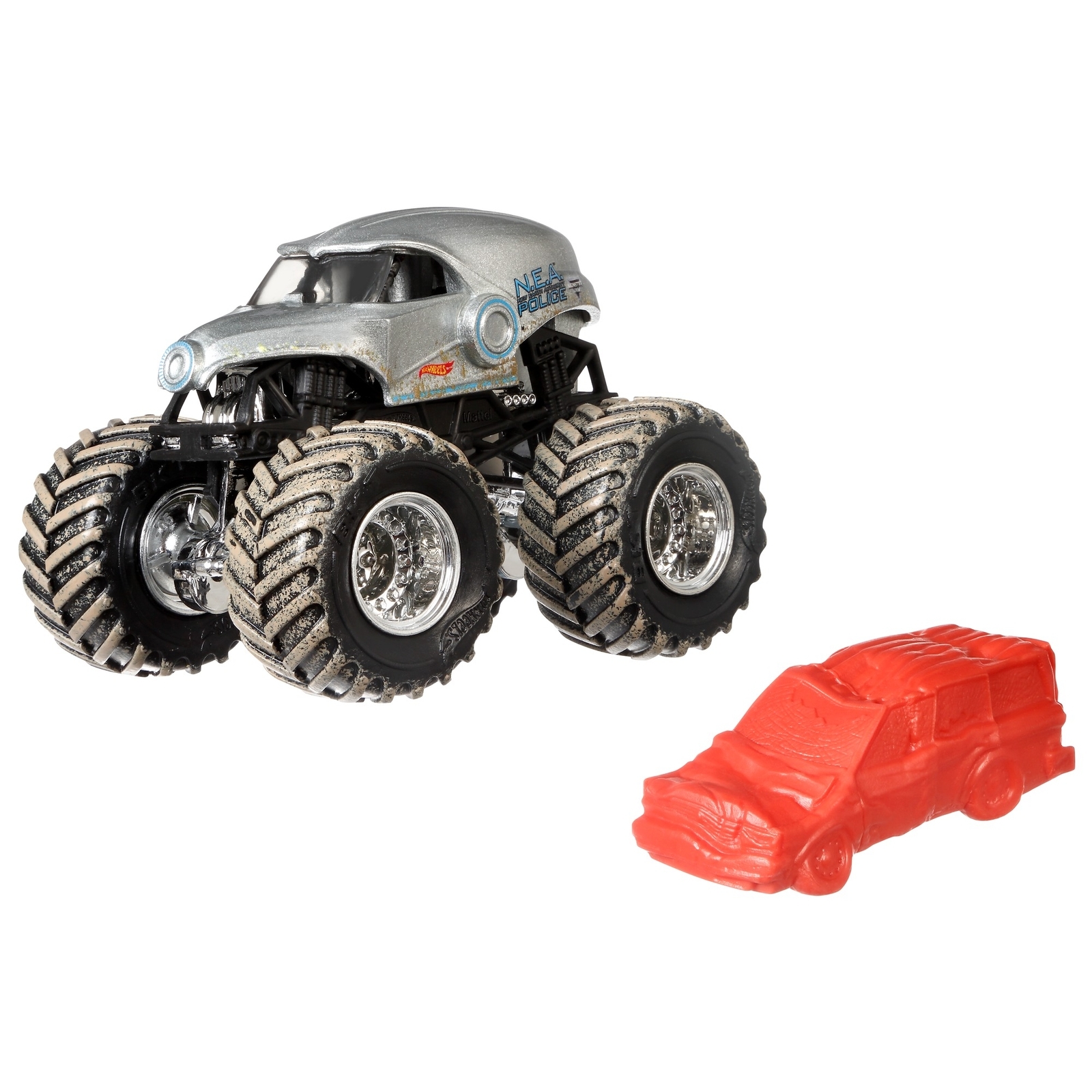 Машина Hot Wheels Monster Jam 1:64 Полицейский (серый) FLX31 купить по цене  88 ₽ в интернет-магазине Детский мир