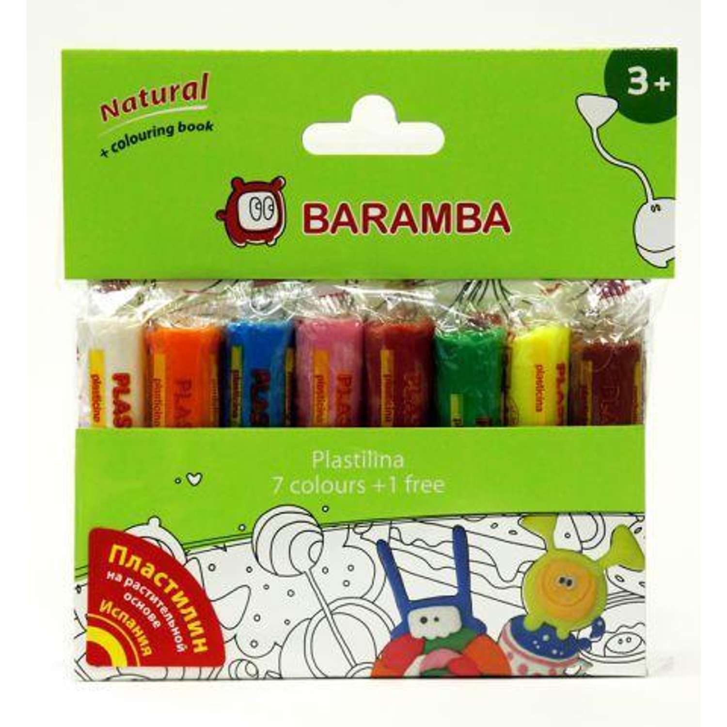 Пластилин Baramba 8 шт 14 гр + раскраска для рисования пластилином - фото 1