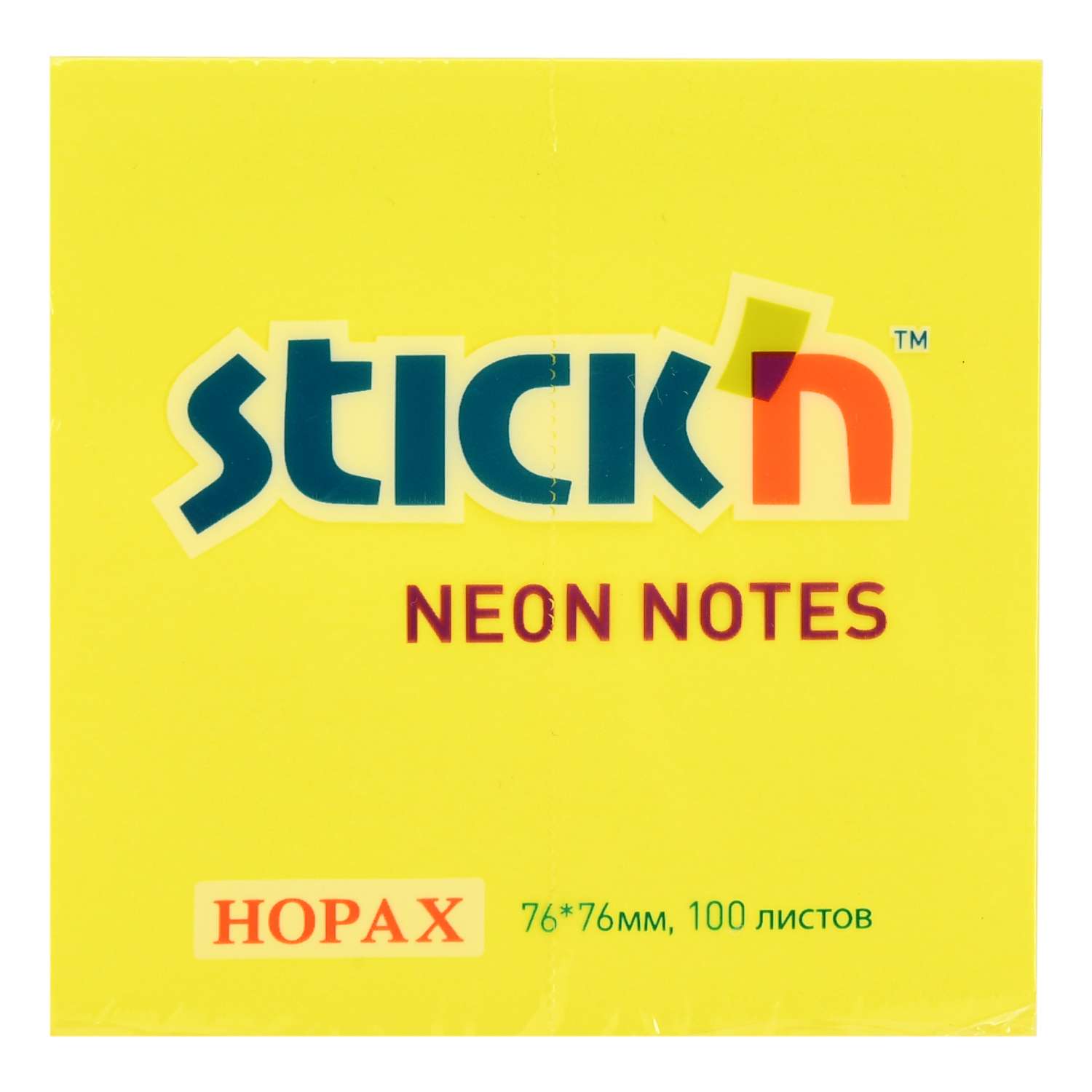 Блок бумажный HOPAX самоклеящийся 100л неон Желтый - фото 2