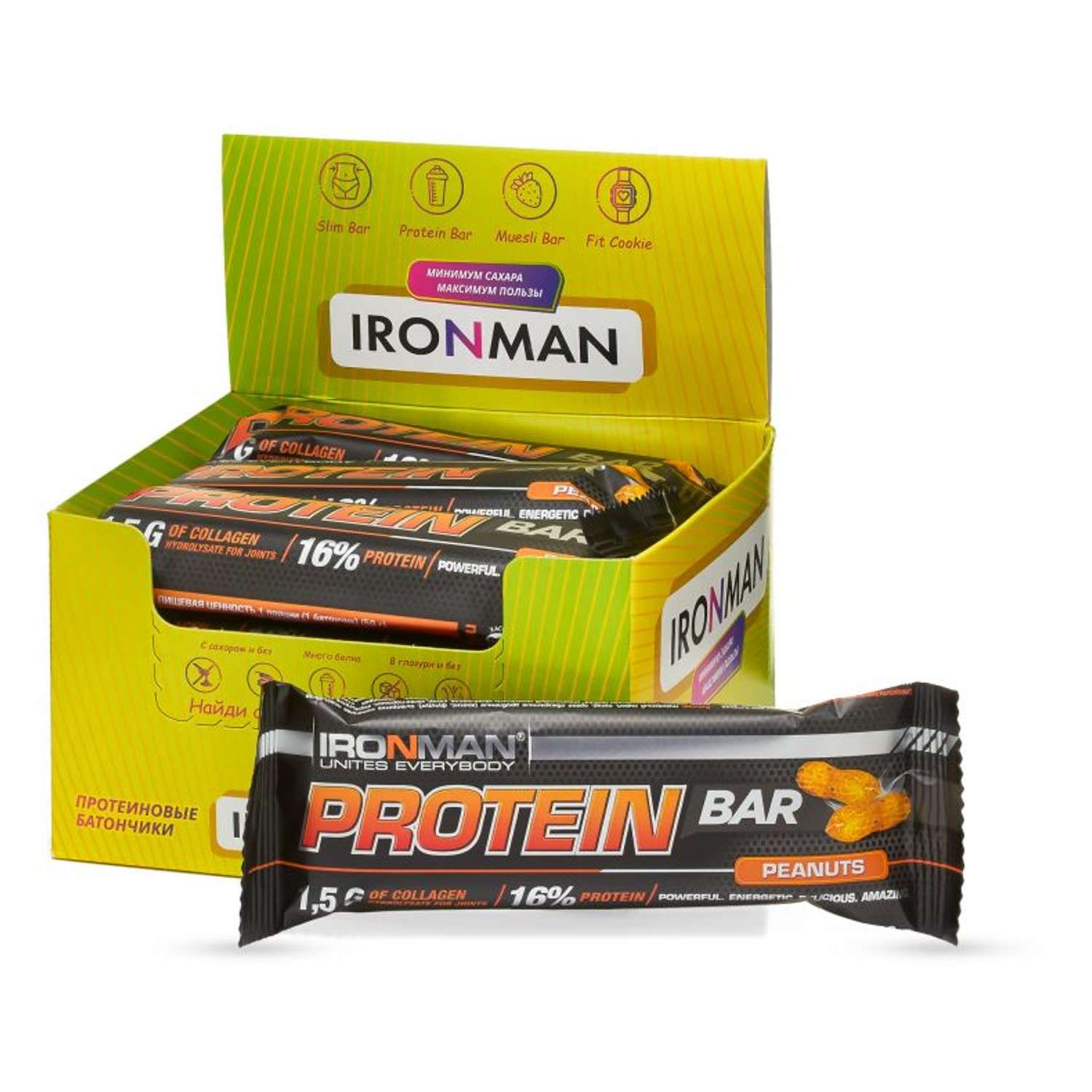 Продукт пищевой IronMan Protein Bar орех 12*50г - фото 1