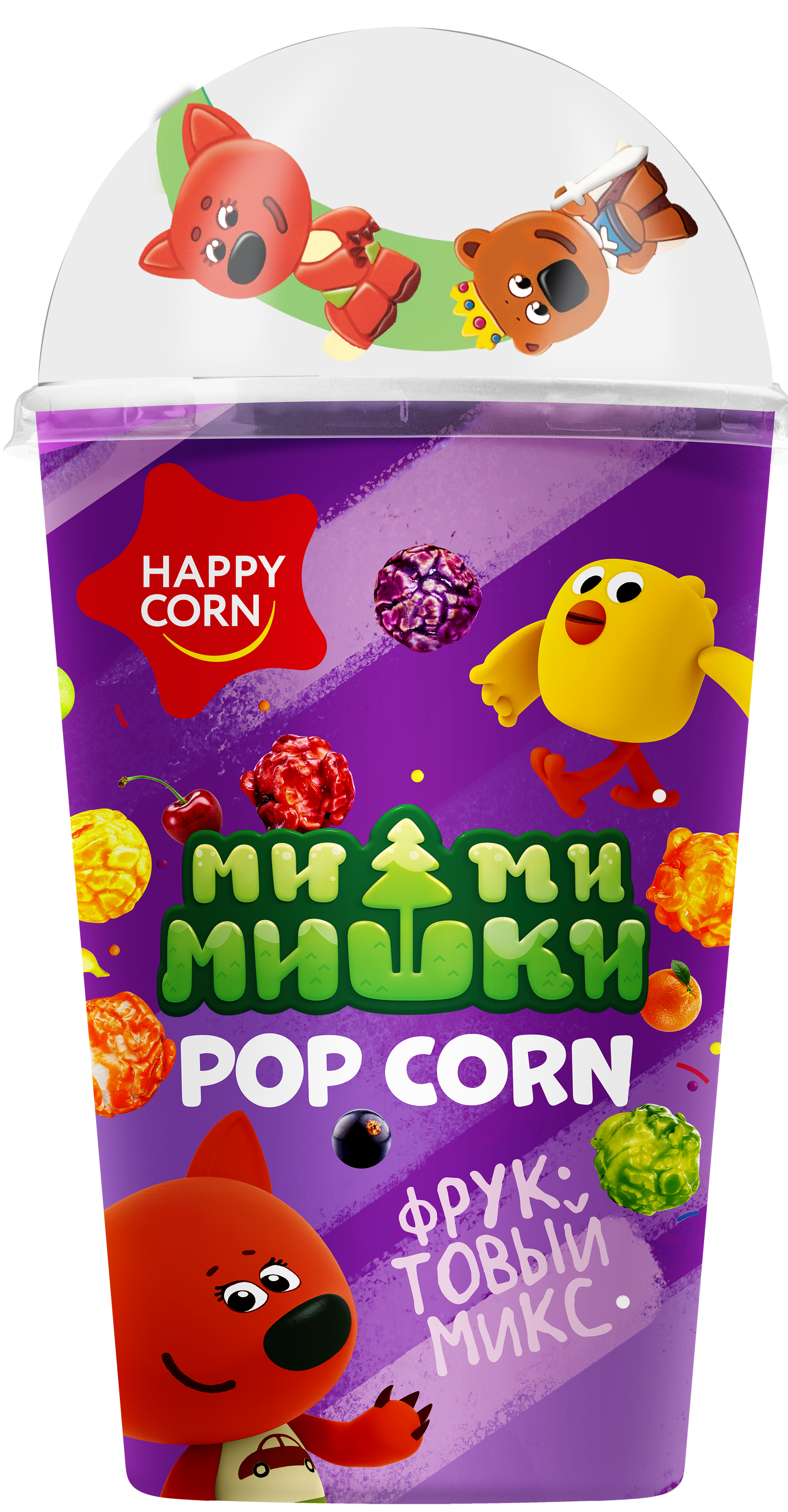 Попкорн детский с игрушкой Happy Corn Ми-ми-мишки Фруктовый микс 50 г - фото 1