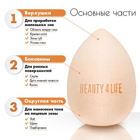 Спонж для макияжа Beauty4Life в футляре персиковый