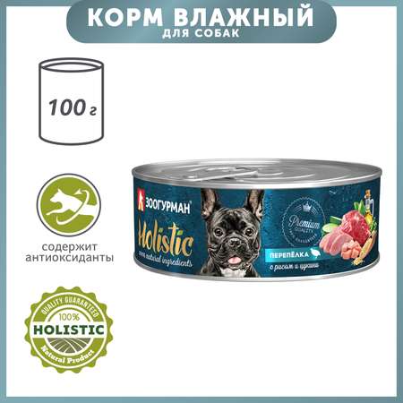 Корм для собак Зоогурман 100г Holistic перепелка с рисом и цукини консервированный