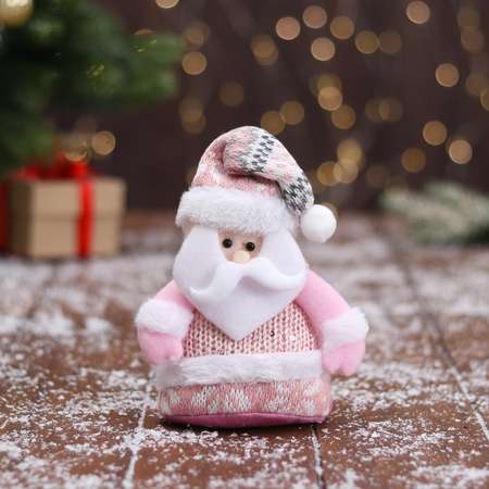 Мягкая игрушка Зимнее волшебство «Дед Мороз в вязаном костюме» 9х15 см розовый