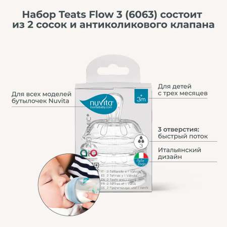 Cоски с антиколиковым клапаном Nuvita Teats Flow 3