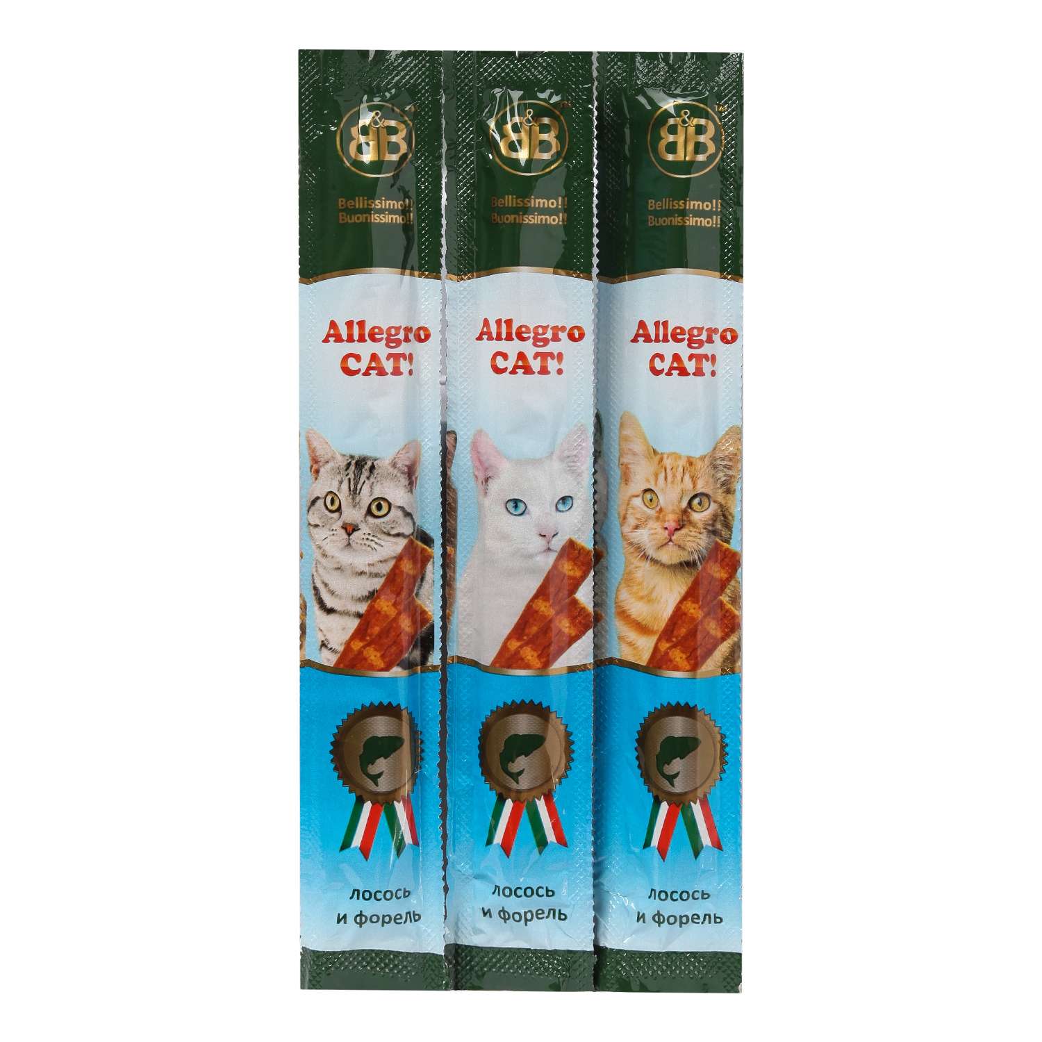 Лакомство для кошек BB Allegro Cat колбаски с лососем и форелью 60шт - фото 1