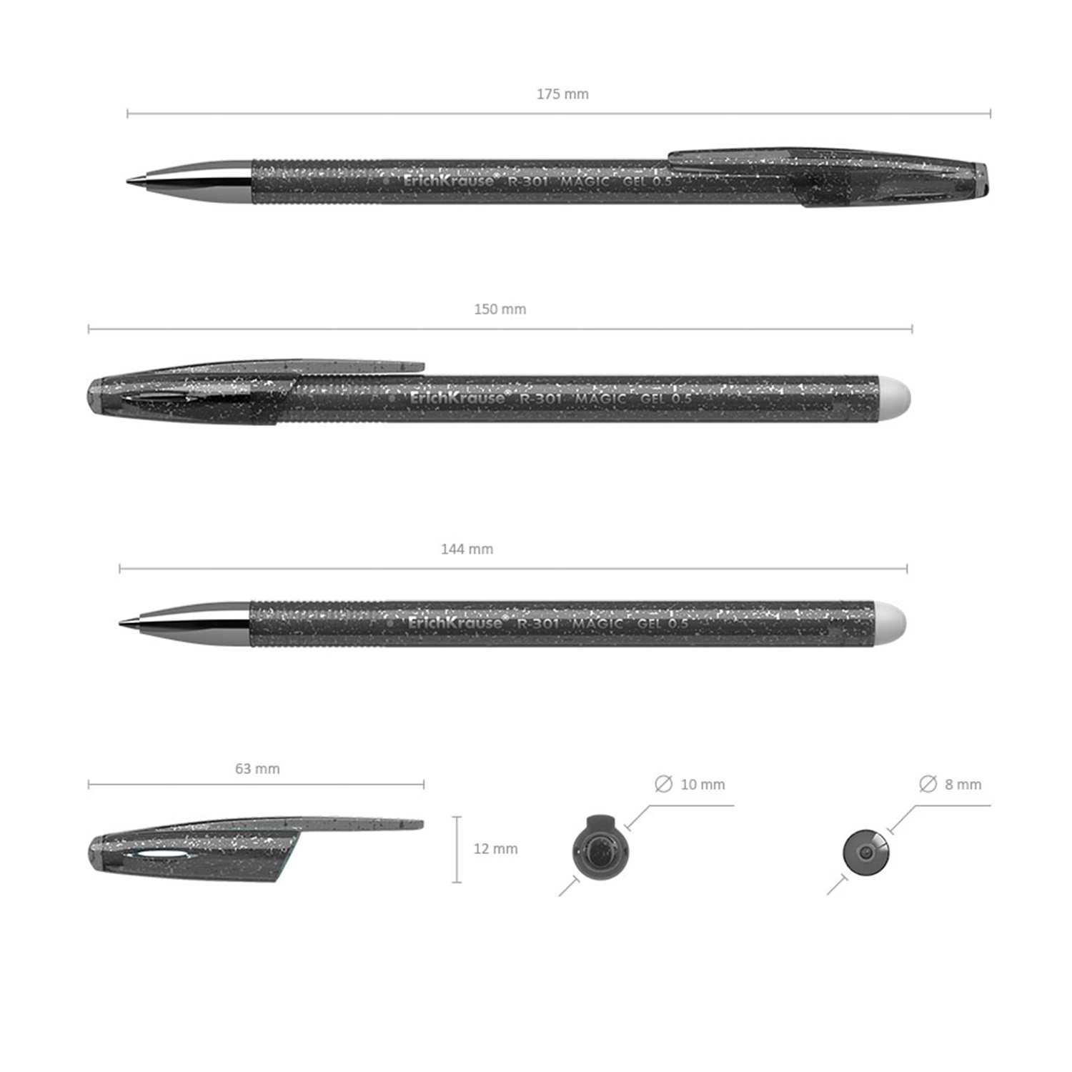 Ручка гелевая ErichKrause R-301 Magic Gel цвет чернил черный в коробке по 12 шт - фото 4