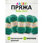 Пряжа для вязания Alize baby best бамбук акрил с эффектом антипиллинг 100 г 240 м 623 тропический зеленый 5 мотков