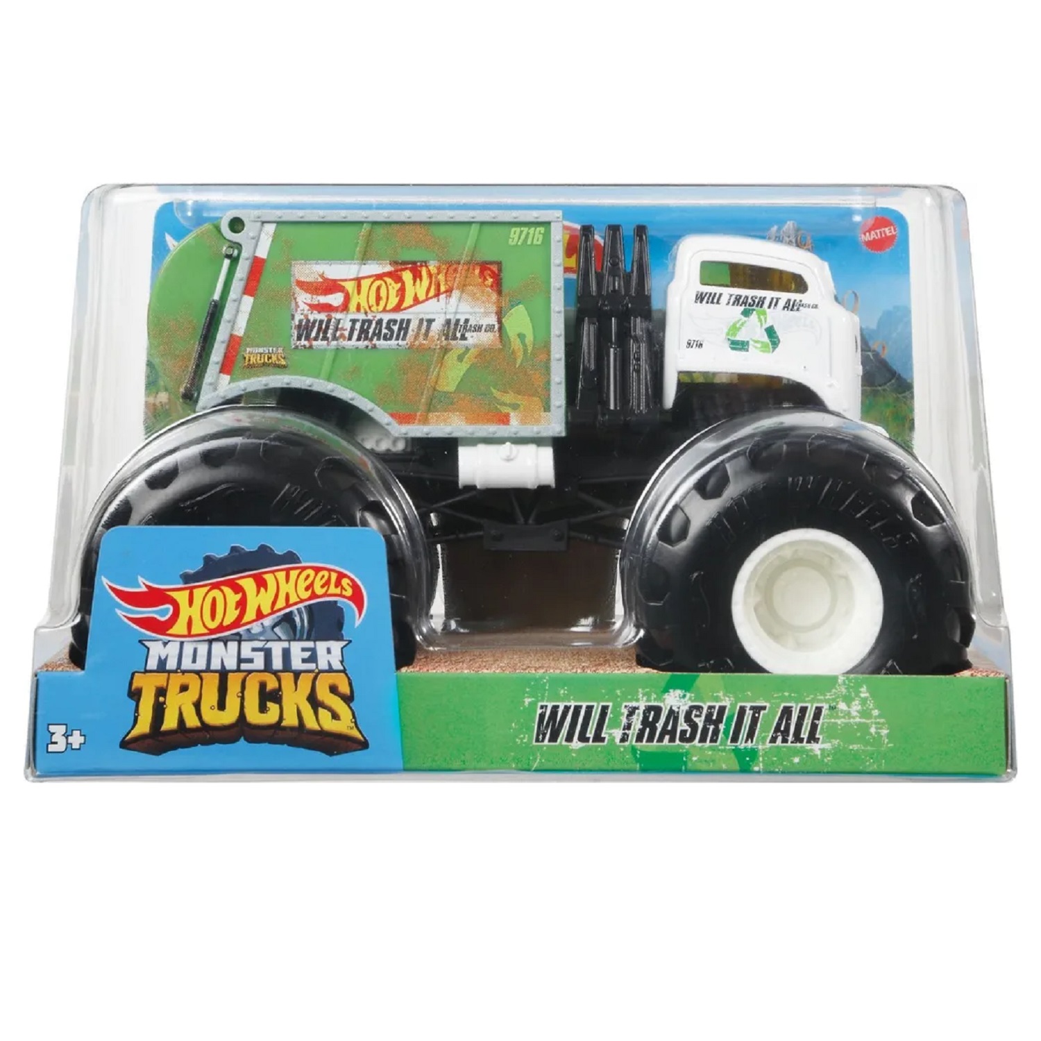 Машинка Hot Wheels Monster Trucks большой Вилл Трэш Ит Олл GWK99 FYJ83 - фото 2