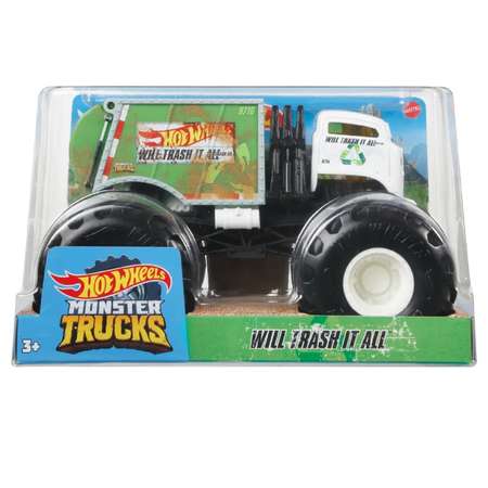 Машинка Hot Wheels Monster Trucks большой Вилл Трэш Ит Олл GWK99