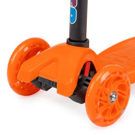 Самокат BABY STYLE детский светящиеся колеса с тормозом до 25 кг оранжевый