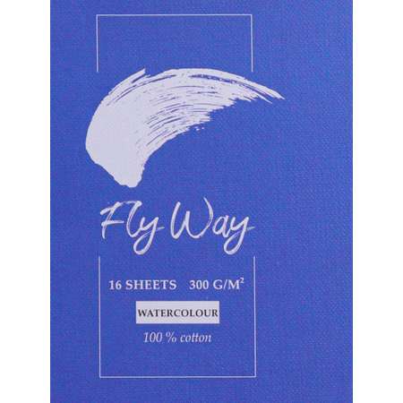 Скетчбук акварельный ТМ FlyWay Классика синий 16 л 190х295 мм 200г/м2 100% хлопок