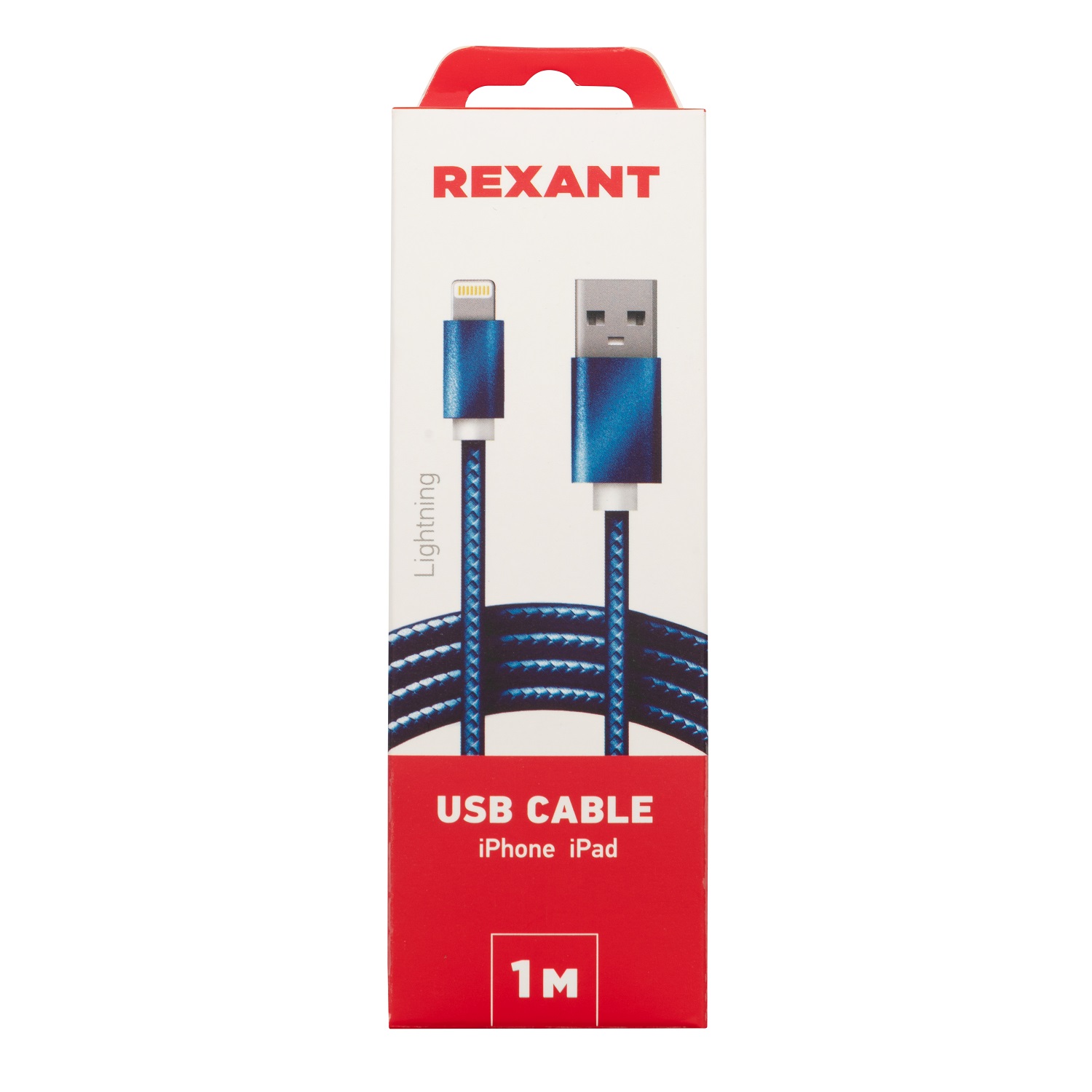 Кабель REXANT USB - Lightning 1 метр в синей нейлоновой оплетке - фото 3