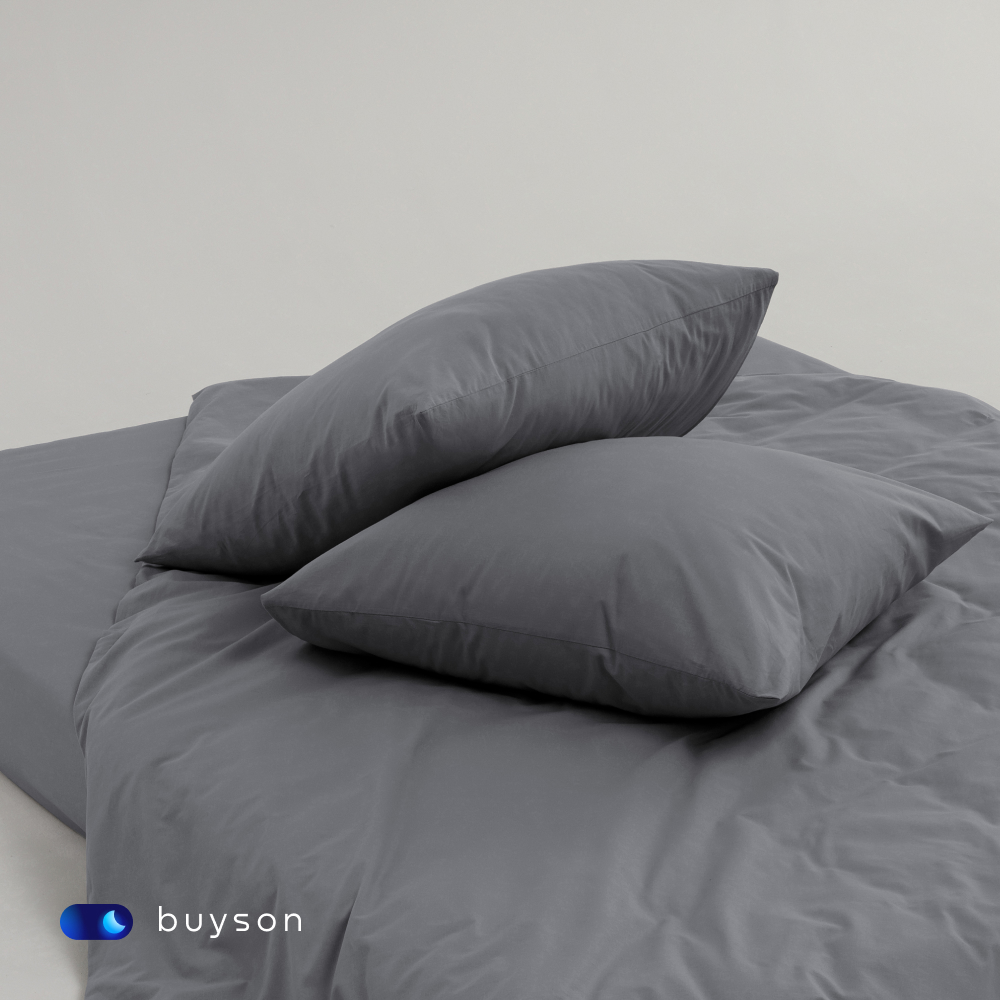 Комплект наволочек buyson BuyDream 50х70 см, хлопковый поплин, цвет графит - фото 5