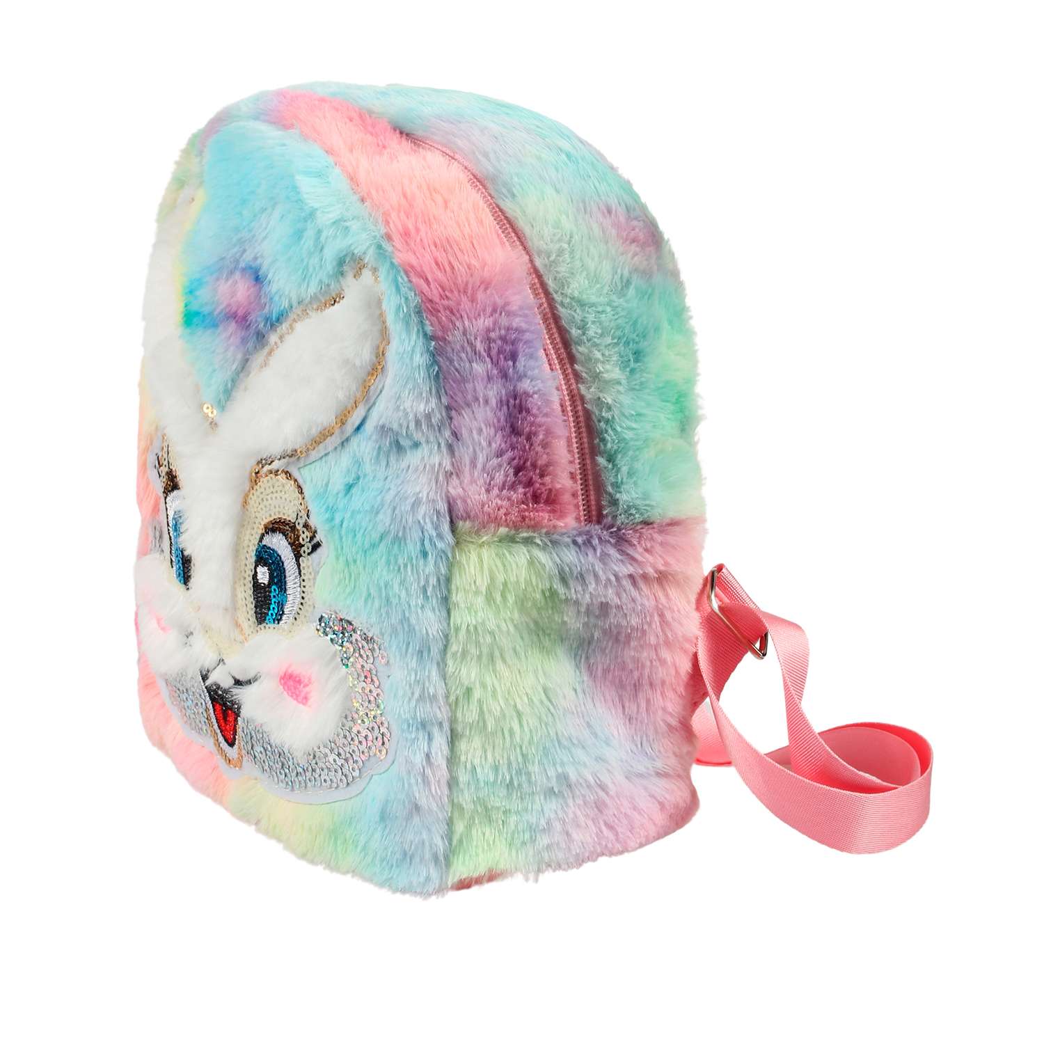 Рюкзак Little Mania меховой разноцветный с кроликом - фото 2