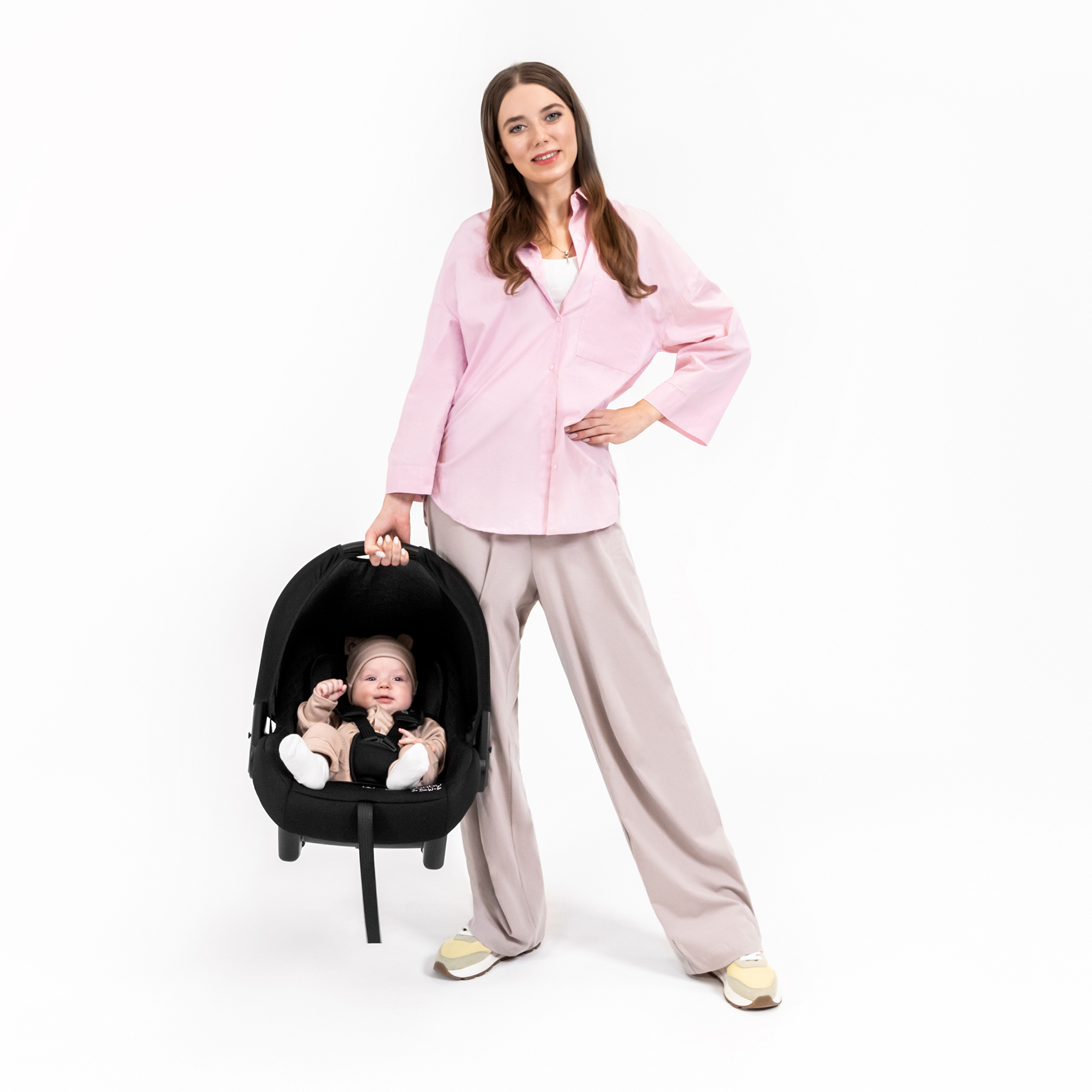 Автокресло детское Amarobaby Baby comfort группа 0+ Светло-бежевый - фото 11