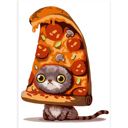 Картина по номерам Hobby Paint на картоне 15х21 Кото-пицца