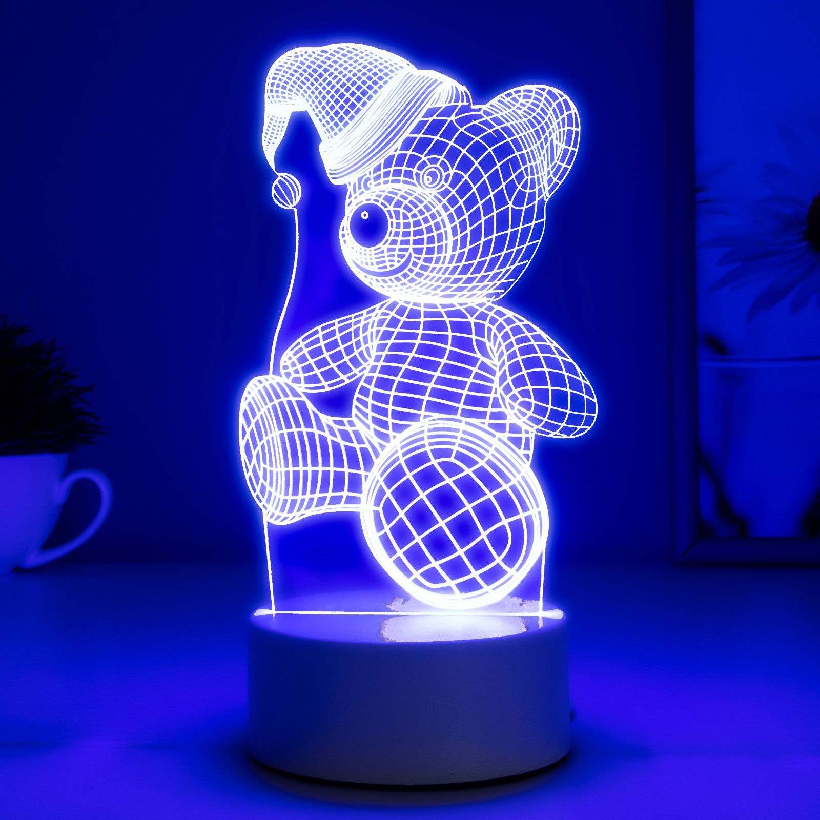 Светильник RISALUX «Мишка в шапке» LED RGB от сети - фото 4
