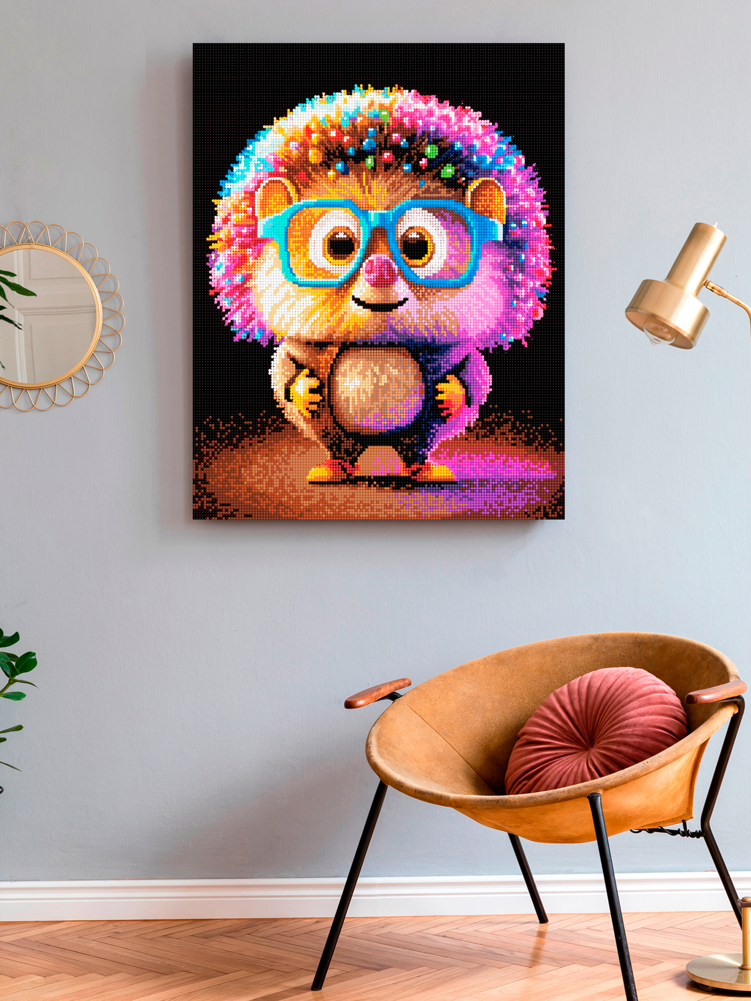 Алмазная мозаика Art on Canvas холст на подрамнике 40х50 см Диско еж - фото 3