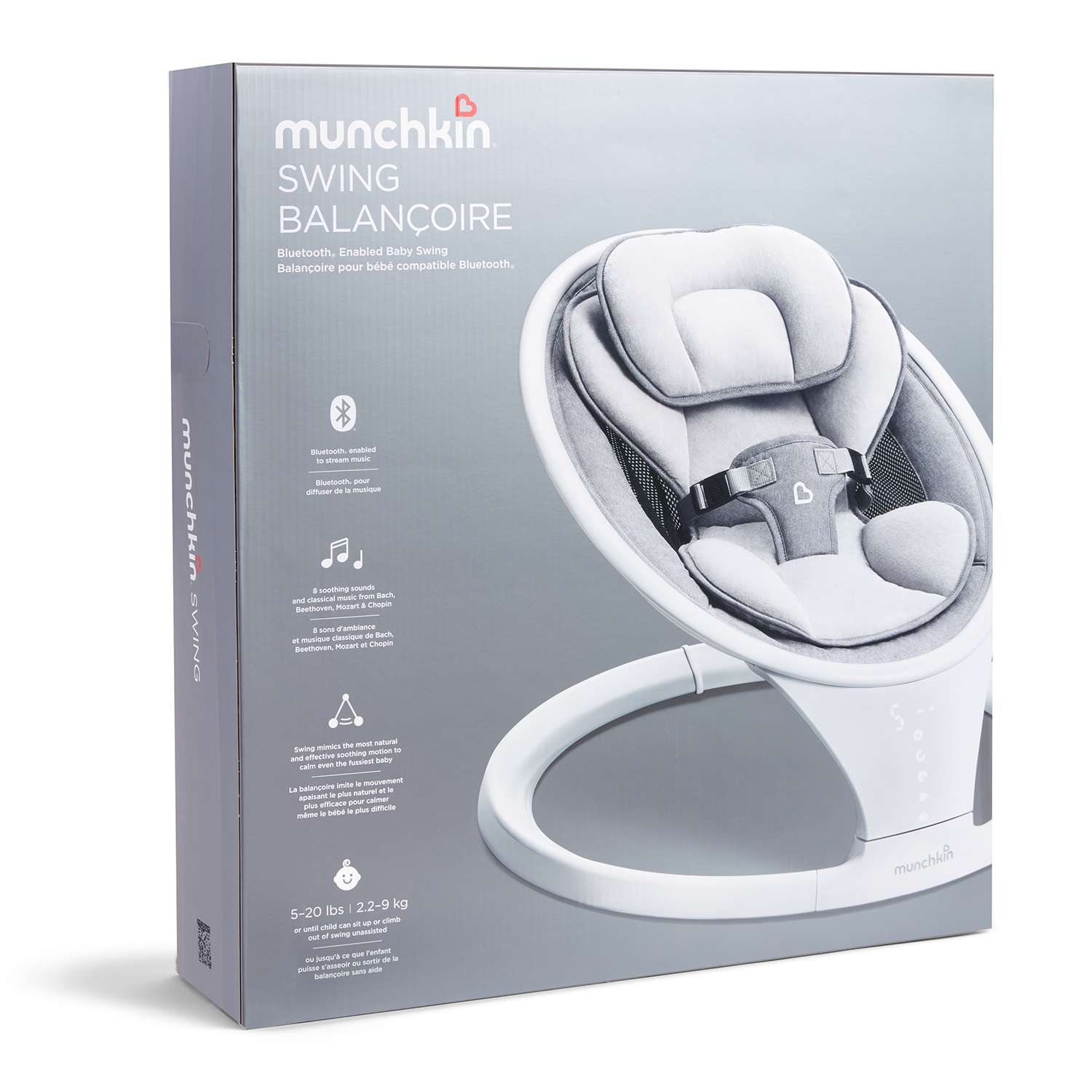Шезлонг Munchkin ультралегкий для новорожденных Swing с поддержкой Bluetooth - фото 8