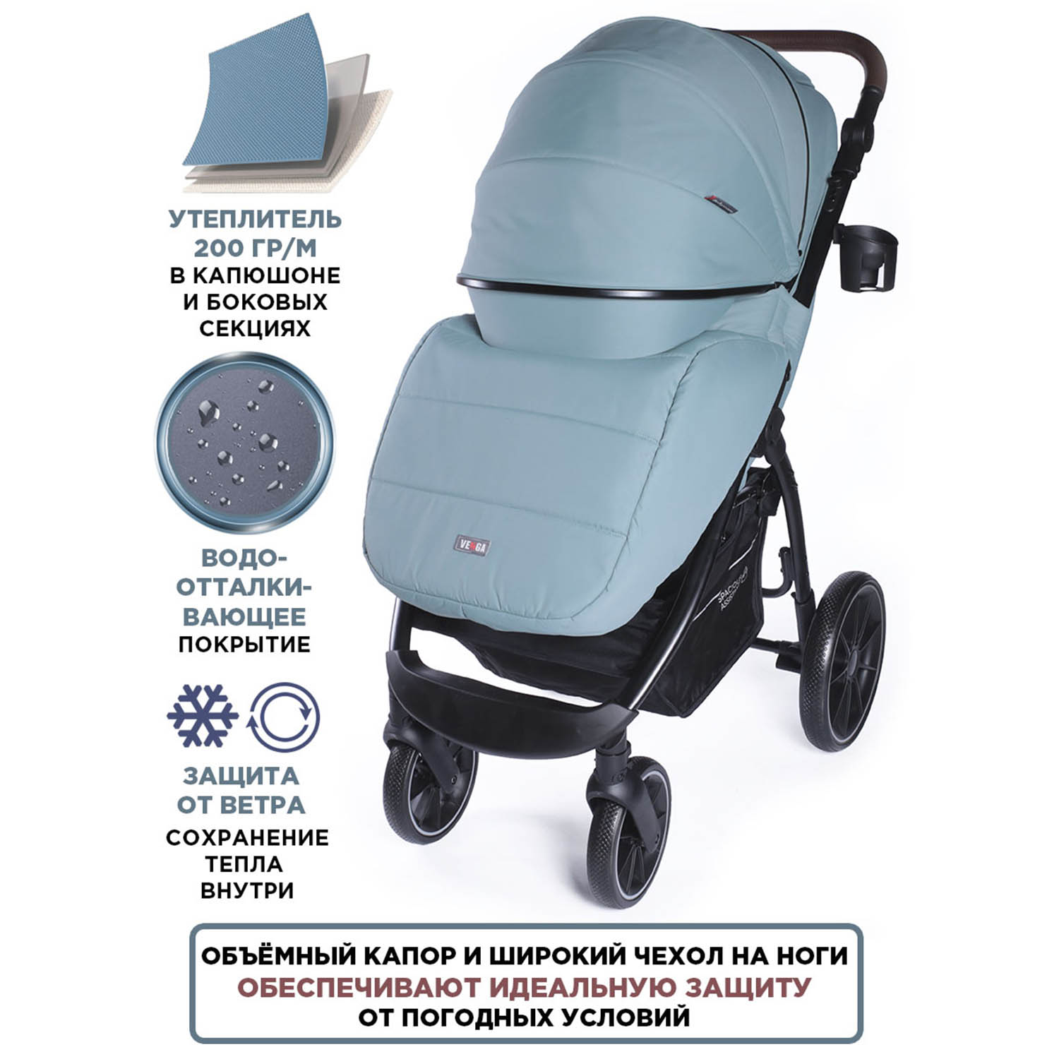 Коляска BabyCare Venga дымчатый изумруд - фото 2