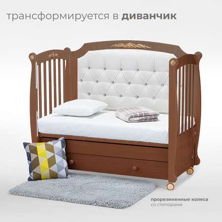 Детская кроватка Nuovita Furore Swing прямоугольная, продольный маятник (темный орех)