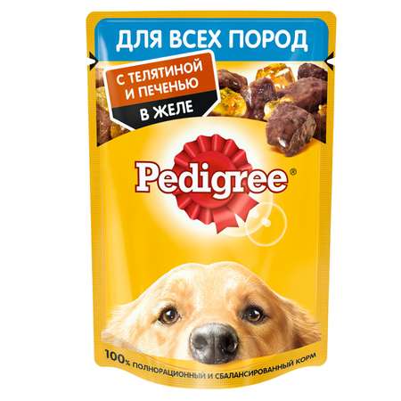 Корм для собак Pedigree телятина и печень в желе консервированный 85г