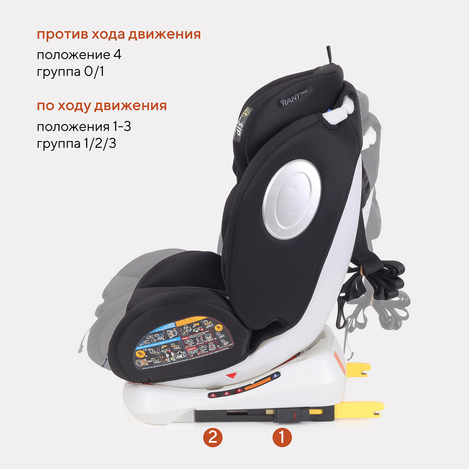 Автокресло Rant Basic Twist isofix Black группа 0+-1-2-3 0-36 кг - фото 8