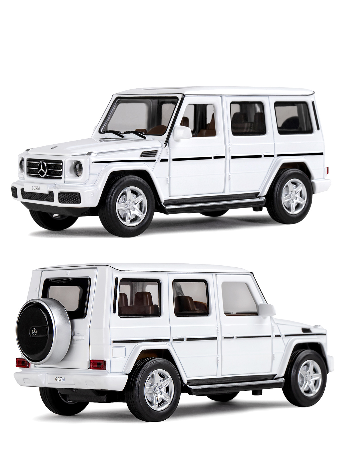 Внедорожник АВТОпанорама Mercedes Benz G350d 1:32 белый JB1200189 - фото 6