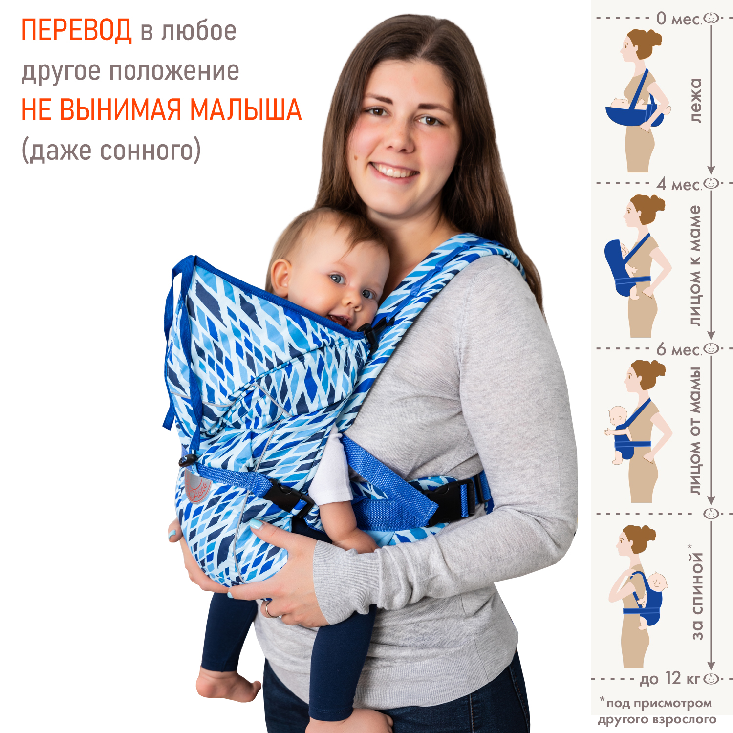 Рюкзак-кенгуру Чудо-чадо «BabyActive Choice» от 0 мес голубой - фото 3