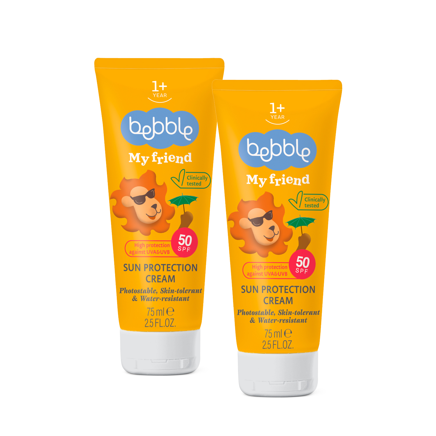 Крем солнцезащитный Bebble My Friend SPF 50 для детей 75 мл 1+1 - фото 1