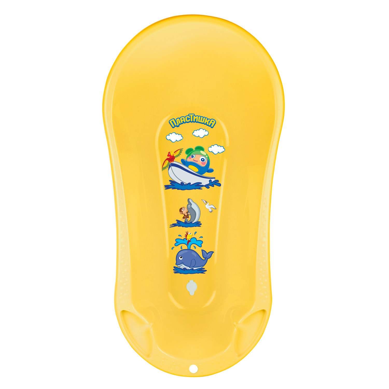 Ванна детская Пластишка со сливом и аппликацией желтая - фото 2