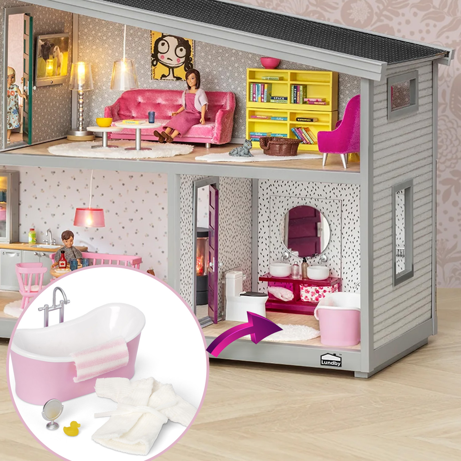 Мебель для домика Lundby Ванна 5предметов LB_60306300 LB_60306300 - фото 2