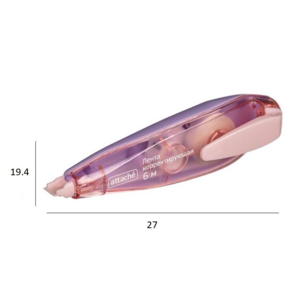Корректирующая лента Attache 5mmx6m форма ручки с зажимом белый ассорти 4 шт - фото 4