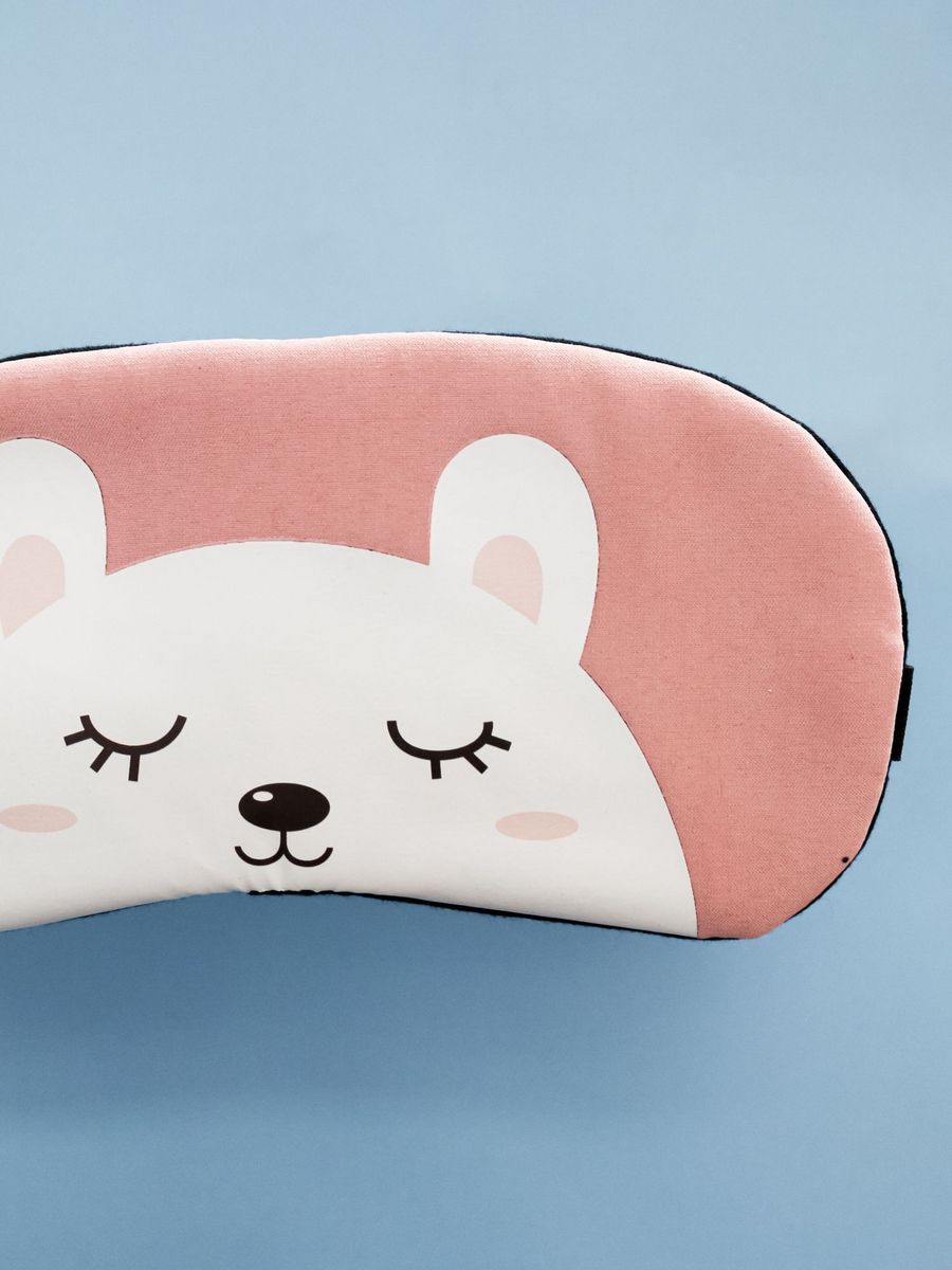 Маска для сна iLikeGift Sleeping white bear pink с гелевым вкладышем - фото 6