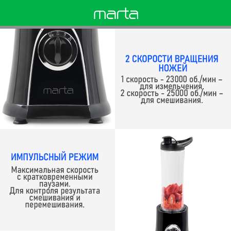 Блендер стационарный MARTA MT-1596 черный жемчуг/хром