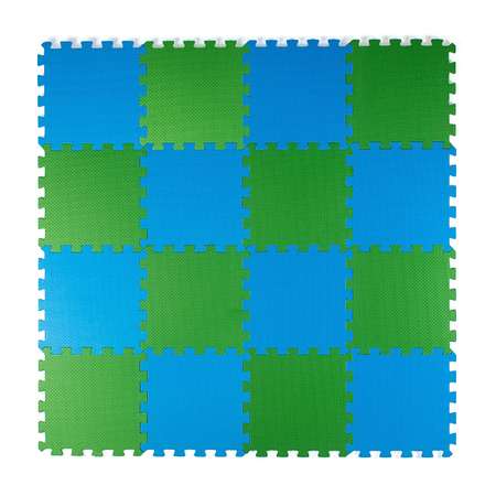 Развивающий детский коврик Eco cover игровой для ползания мягкий пол сине-зеленый 25х25