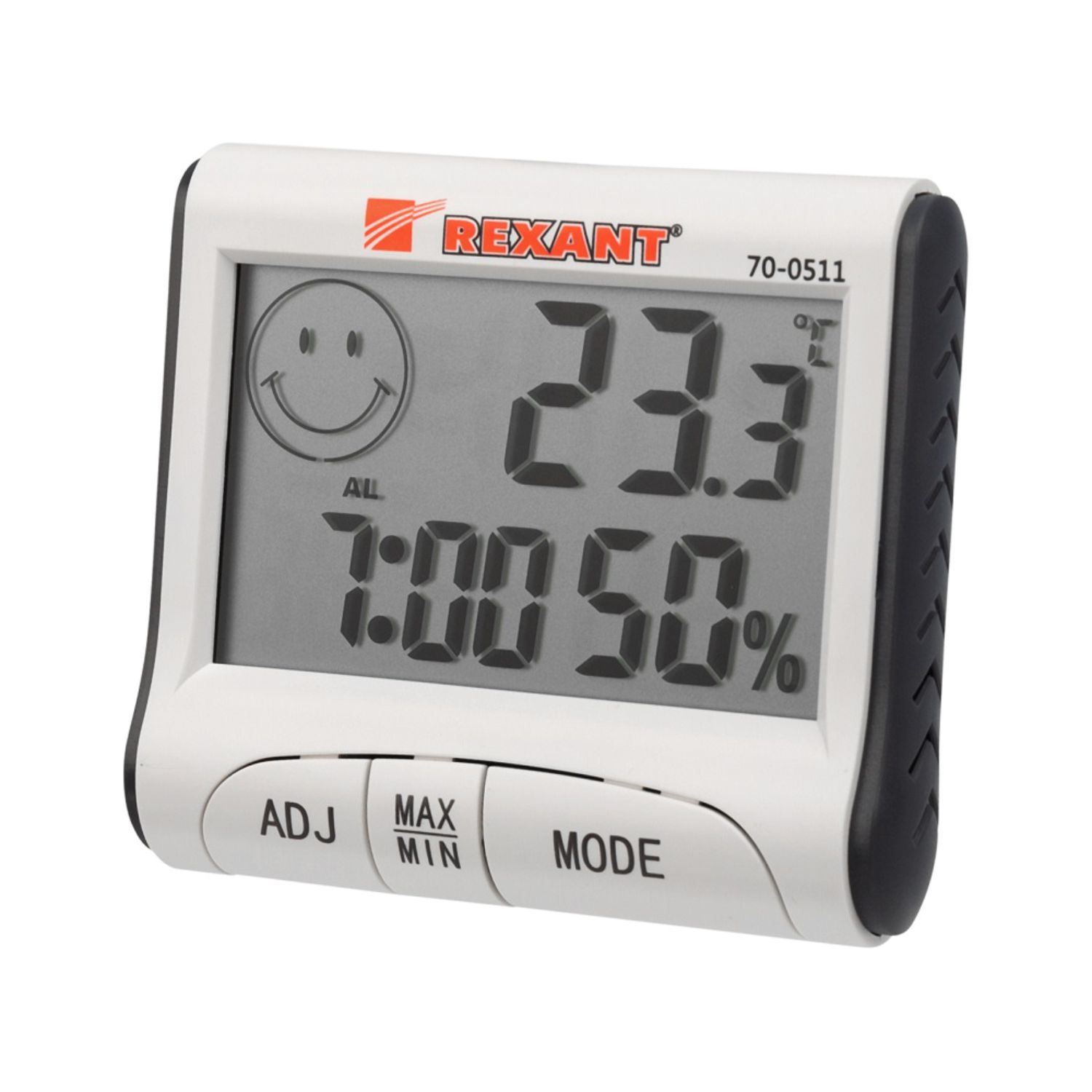 Цифровая метеостанция REXANT комнатная с часами и будильником для измерения температуры и влажности - фото 1