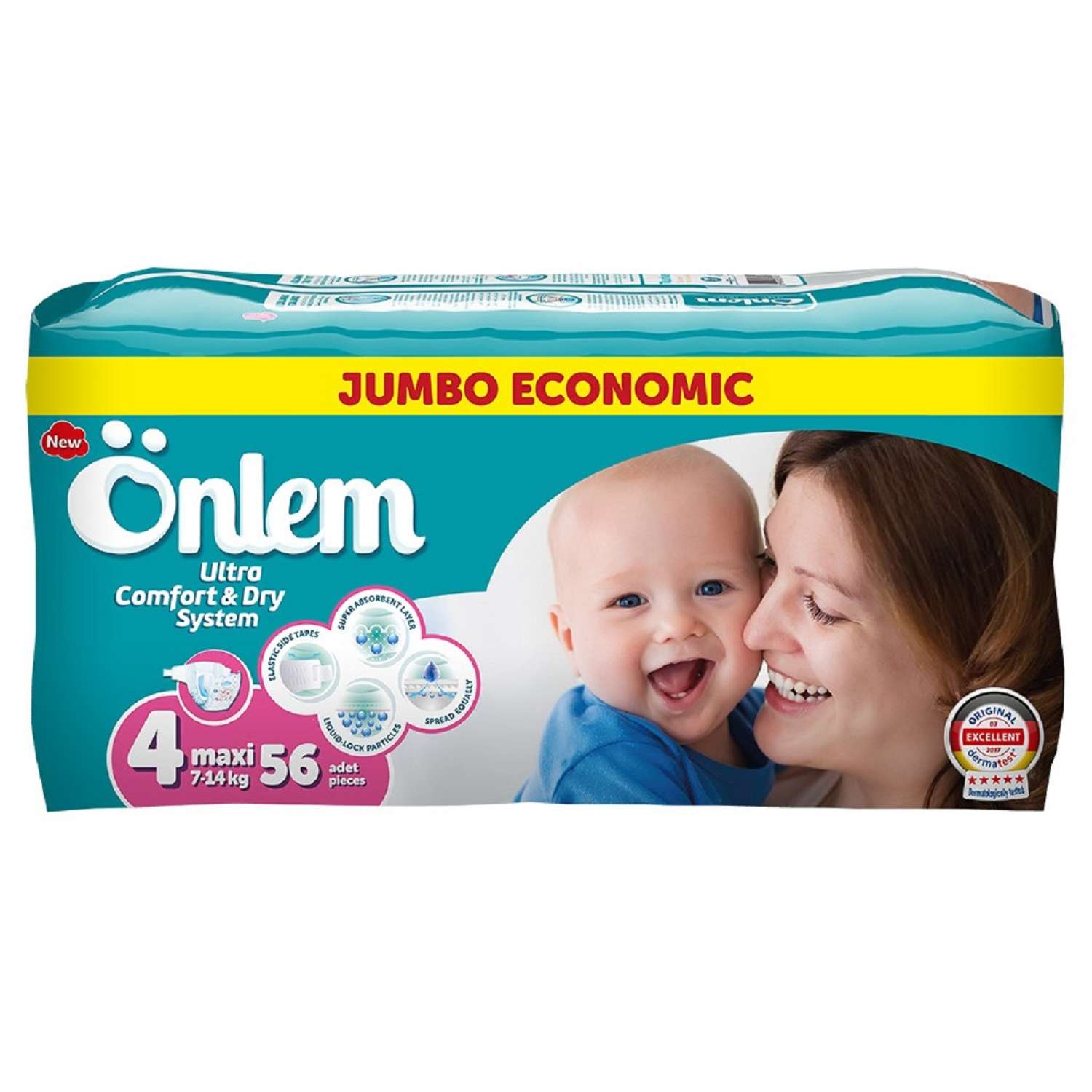 Детские подгузники Onlem Classik 4 (7-14 кг) jumbo 56 шт в упаковке - фото 1
