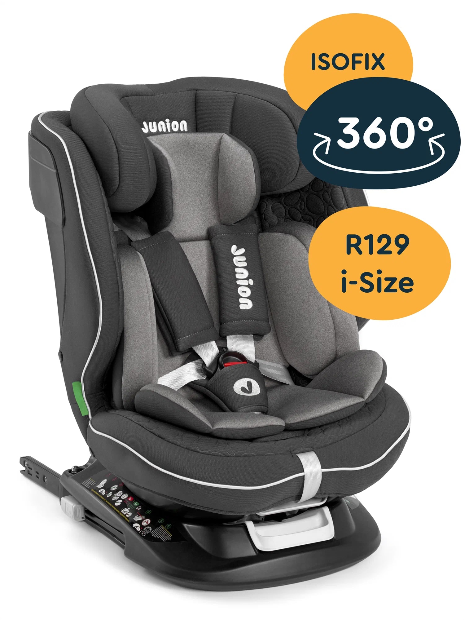 Автокресло Junion Julsi i-size группа 0+/1/2/3 0-36 кг 0-12 лет 360° Isofix чёрный - фото 2