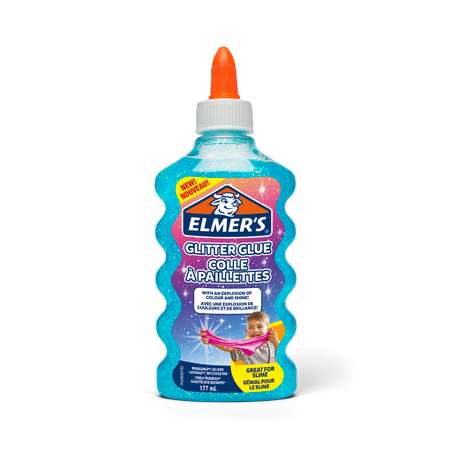 Клей для слаймов Elmers Glitter glue 177 мл с блестками Голубой