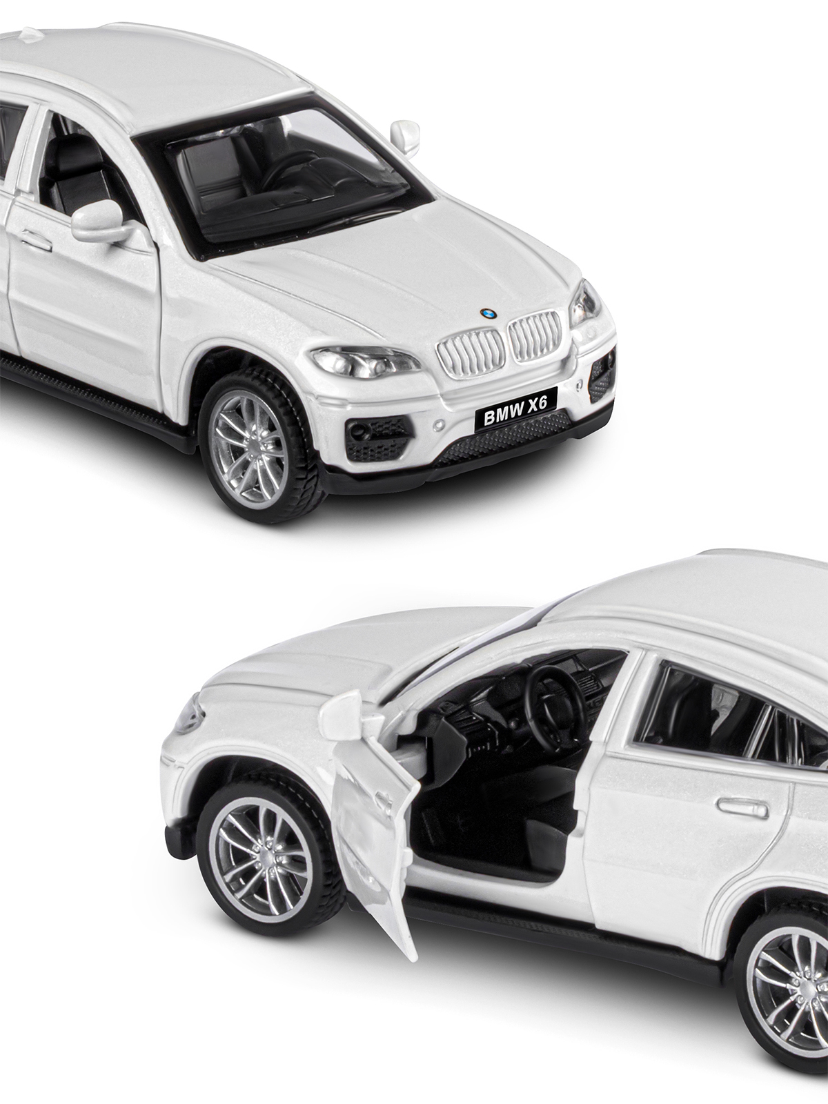 Машинка металлическая АВТОпанорама 1:43 BMW X6 белый инерционная JB1200133 - фото 8